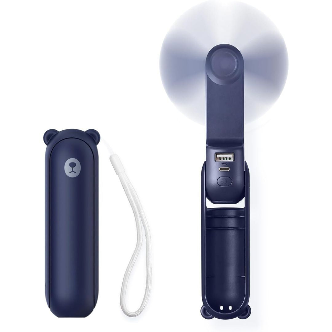 3 In 1 Handheld Mini Fan | USB Rechargeable, Foldable Design & Ideal for Travel, Camping, and Outdoor Activities | zavevo
