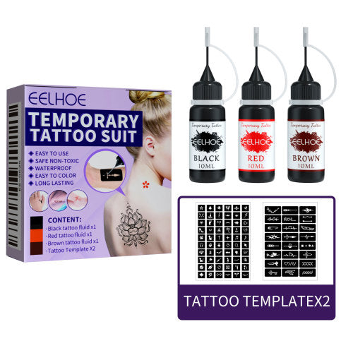 Temporary Jagua-Style Tattoo Kit with Stencils