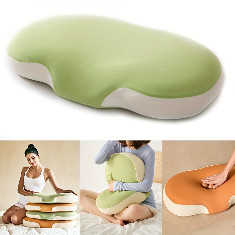 1pc Oval Macaron Pillow Cervical Memory Foam Pillow, Cooling Bed Pillow For Sleeping - Neck Pillows For Pain Relief Sleeping, Contour Support Ergonomic Pillow For Side Back Stomach Sleepers Using High And Low Partition | zavevo