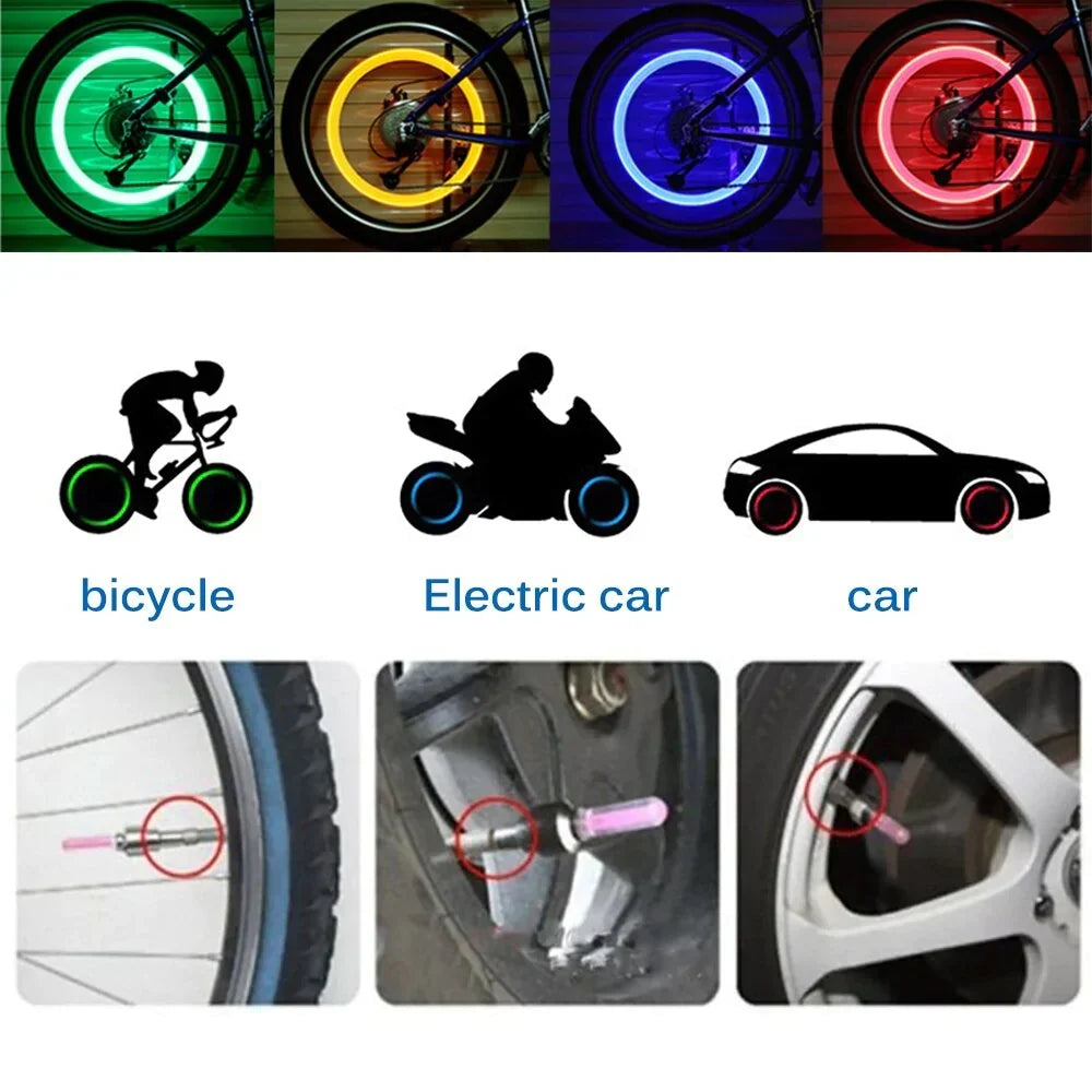 2 Pcs Car Wheel LED Light, Motorcycle Bike Tire Vale Cap zavevo