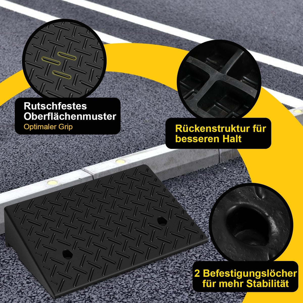 2 Piece Curb Ramp Rubber Access Ramp 3T | zavevo