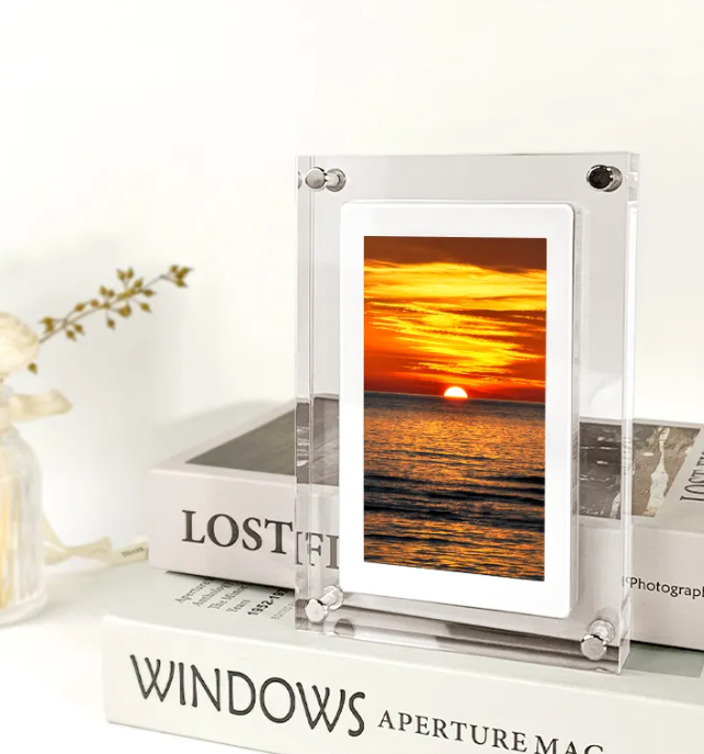 Acrylic Digital Picture Frame, Vertical Photo & Video Display