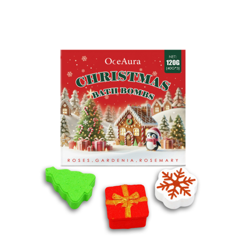 Christmas Bath Bomb Gift Set, Rose, Gardenia & Rosemary