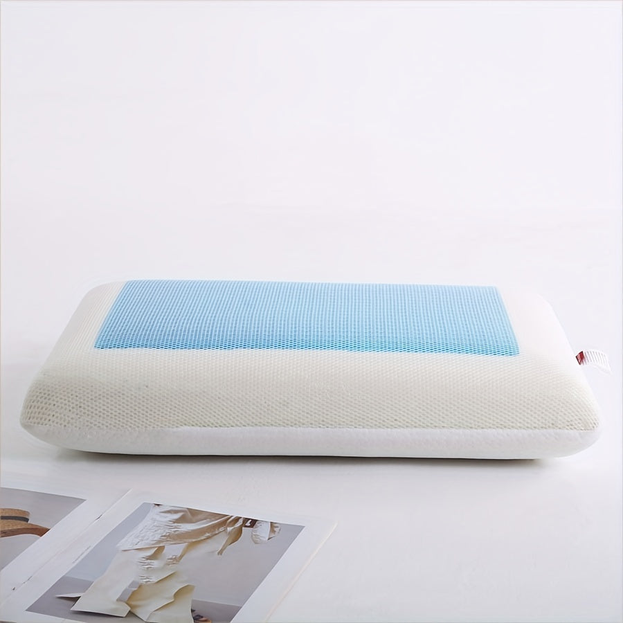 1pc Ergonomic Memory Foam Pillow with Breathable Mesh and Cooling Gel Core - Supports Neck and Back for Comfortable Sleep | zavevo
