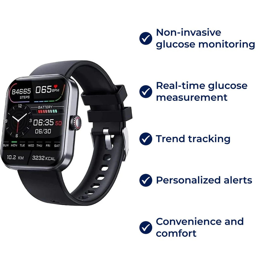 Glucowatch | Non-Invasive Blood Glucose Smartwatch – Real-Time Monitoring, Trend Tracking & Personalised Alerts zavevo