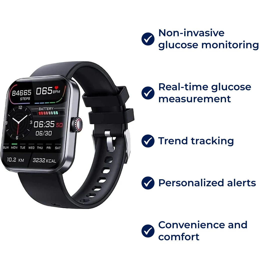 Glucowatch | Non-Invasive Blood Glucose Smartwatch – Real-Time Monitoring, Trend Tracking & Personalised Alerts zavevo