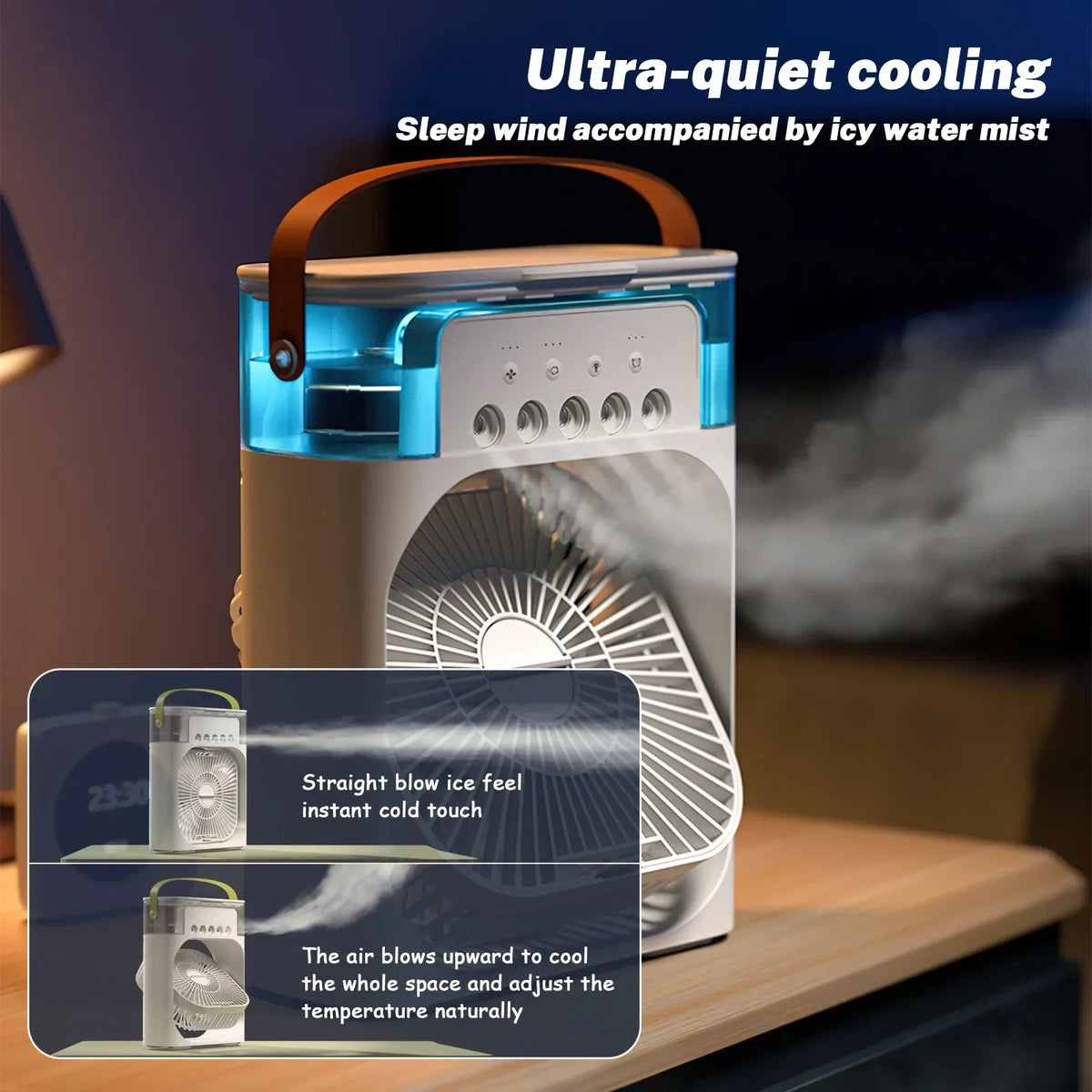 3-in-1 Portable Air Cooler with Humidifier and LED Night Lights | zavevo