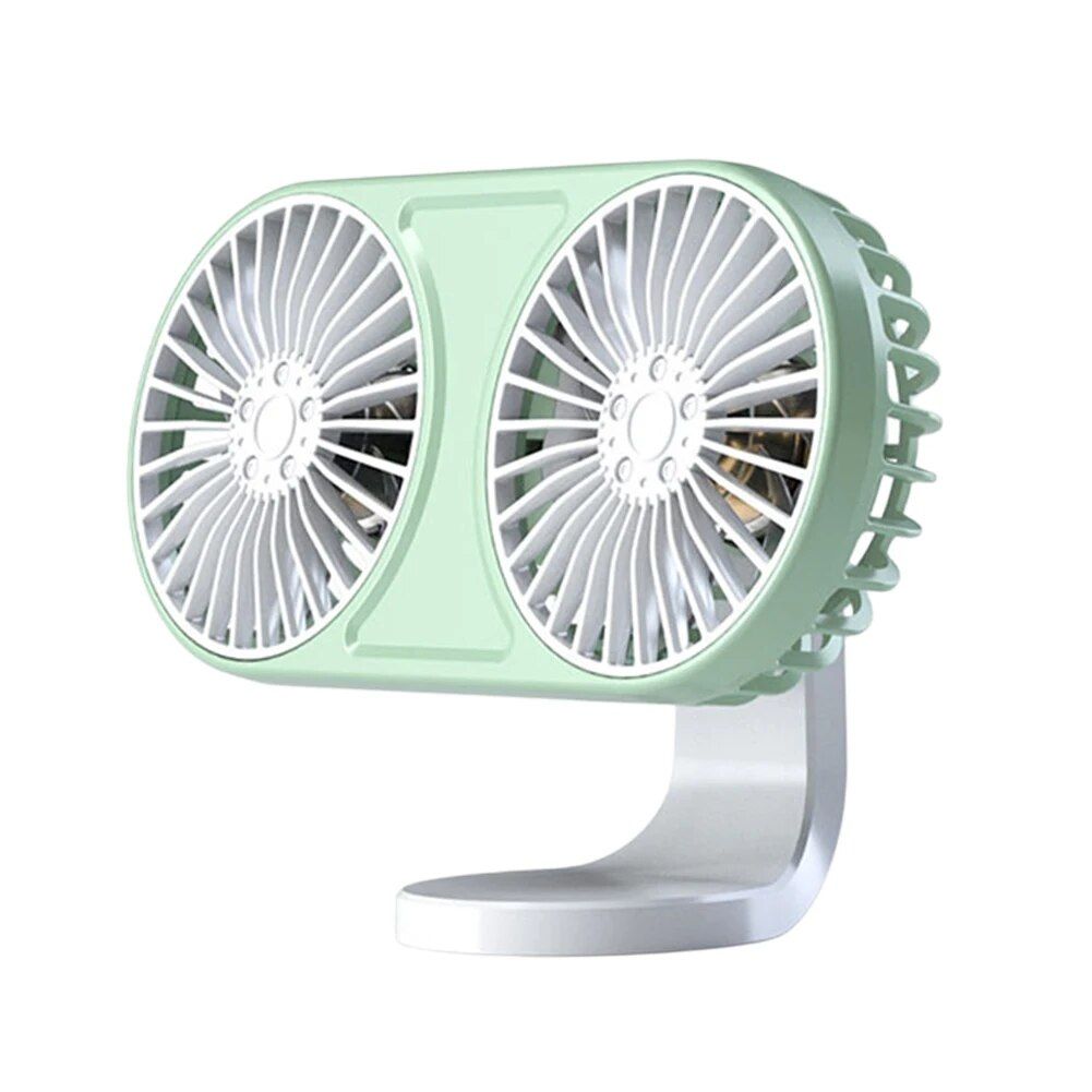 360° Rotating Dual-Head USB Car Fan with Ambient Lighting | zavevo