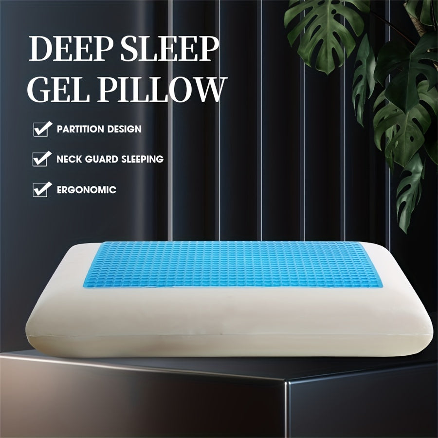 1pc Ergonomic Memory Foam Pillow with Breathable Mesh and Cooling Gel Core - Supports Neck and Back for Comfortable Sleep | zavevo