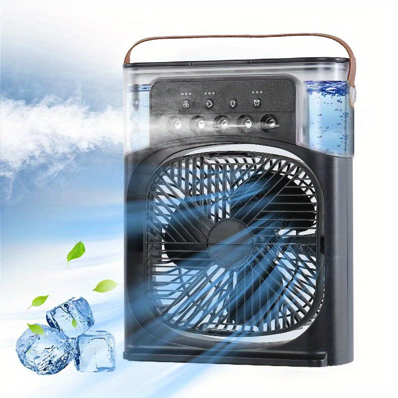 1pc Portable Air Conditioner, Household Small Air Cooler, Hydrocooling Fan, Portable Air Adjustment For Office, 3 Speed Air Cooling Fan Humidifier, 5pcs Humidified Spray Heads For Home Appliances | zavevo
