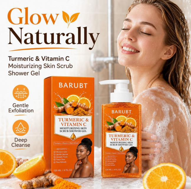 Turmeric & Vitamin C Exfoliating Body Wash, Moisturizing Rich Foam