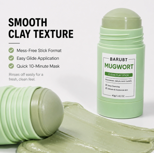 Mugwort Clay Mask Stick, Deep Cleansing No-Mess Face Mask
