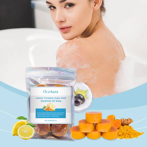 Lemon Turmeric Soap Bar with Coconut Oil for Face & Body