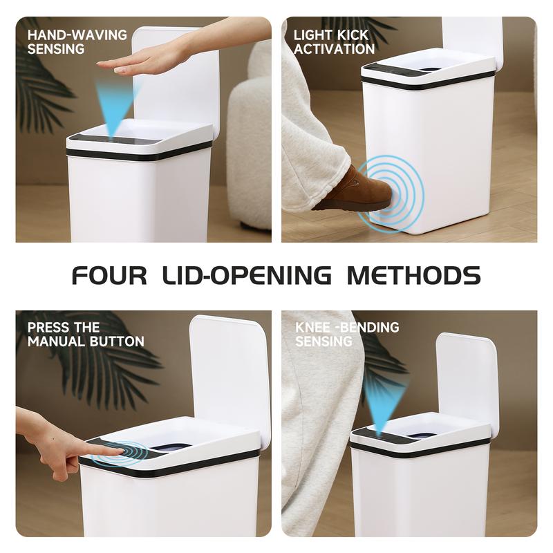 Touchless Motion Sensor Trash Can – Slim Water-Resistant Automatic Bin for Bathroom, Bedroom and Office