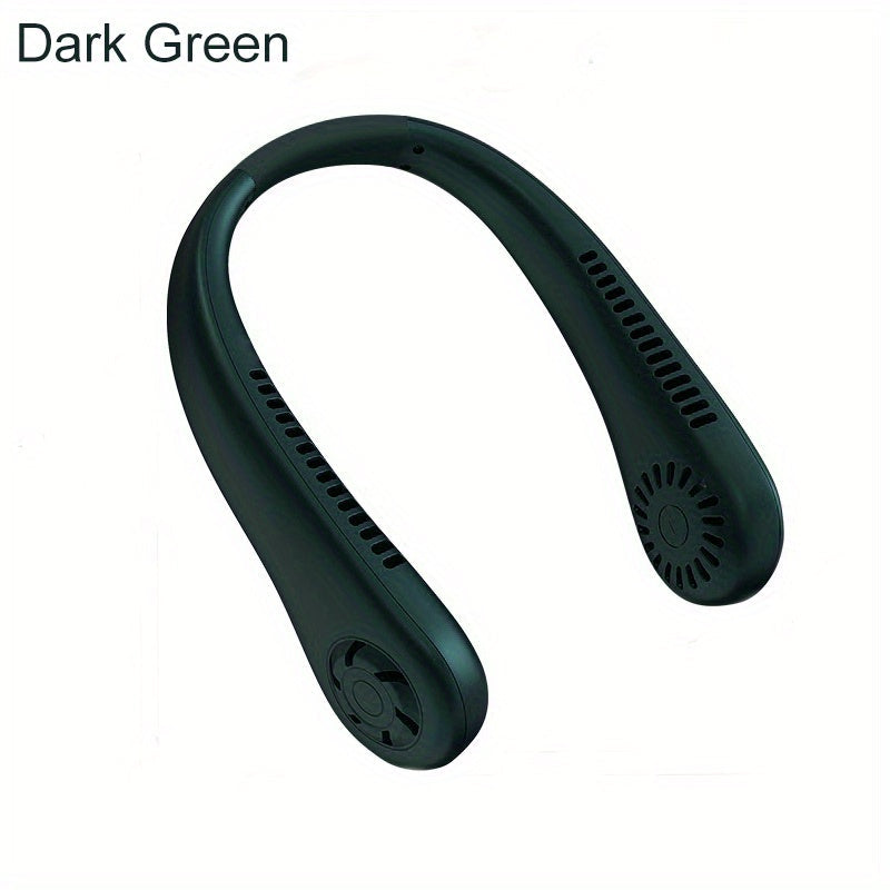 1pc Hands-Free Portable Neck Fan - Rechargeable, Leafless, and USB Powered - Perfect for Desk and Travel Use | zavevo