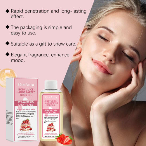 Strawberry Body Oil with Coconut Oil, Moisturizing