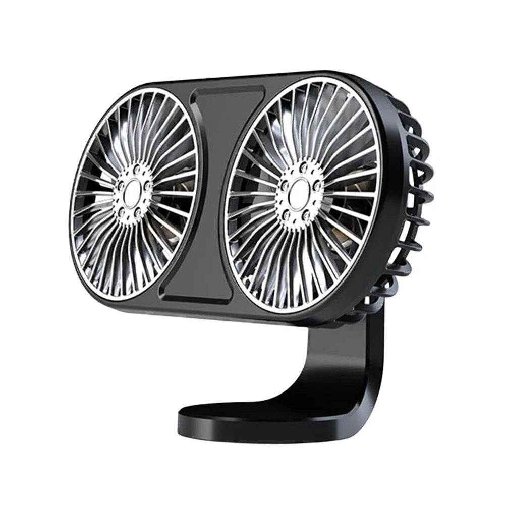 360° Rotating Dual-Head USB Car Fan with Ambient Lighting | zavevo