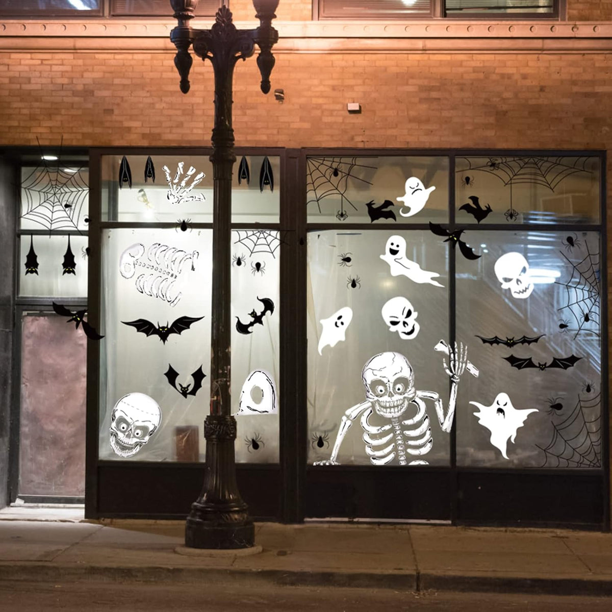 140PCS Halloween Window Clings Decor - Double-Sided Removable Stickers For Indoor Halloween Party Decorations zavevo