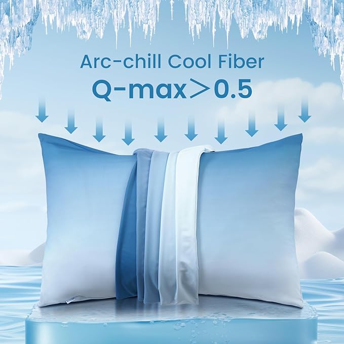 2 Pack Blue Cooling Pillowcases – Breathable, Soft, Skin & Hair Protecting | zavevo