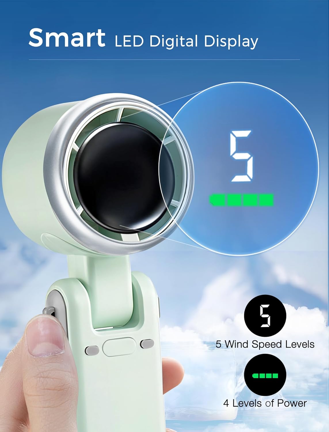 3-in-1 Mini Handheld Turbo Fan – Desk, Neck & Portable Cooling Fan (Rechargeable) | zavevo