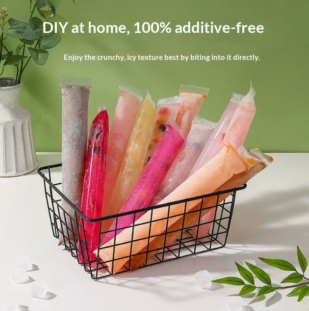 Reusable Freezer Pop Bags, Self-Sealing Food-Grade Ice Pop Molds
