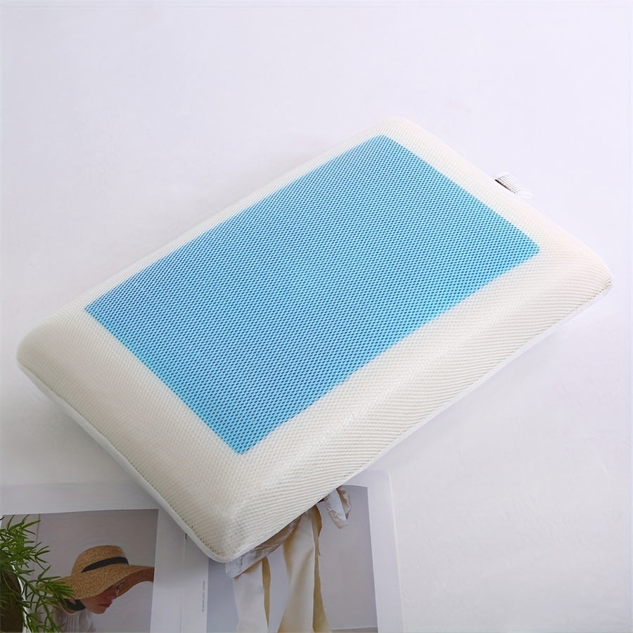 1pc Ergonomic Memory Foam Pillow with Breathable Mesh and Cooling Gel Core - Supports Neck and Back for Comfortable Sleep | zavevo