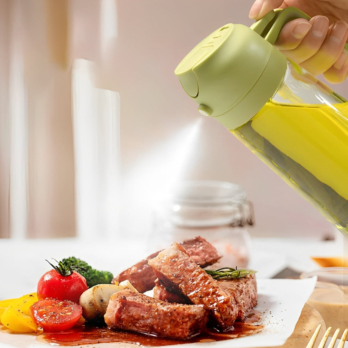 2-in-1 Olive Oil Dispenser and Sprayer for Cooking, Salad, Frying and BBQ zavevo