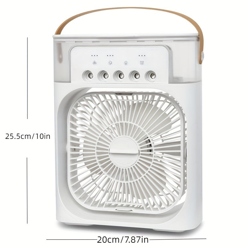 1pc Portable Air Conditioner, Household Small Air Cooler, Portable Air Adjustment For Office, 3 Speed Air Cooling Fan Humidifier, 5pcs Humidified Spray Heads For Home Appliances | zavevo