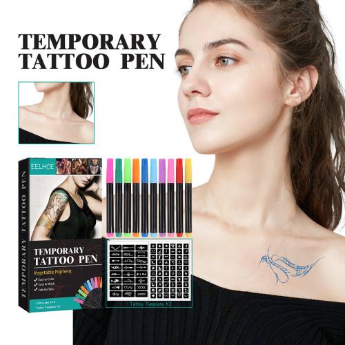 Temporary Tattoo Pen Set with Stencils