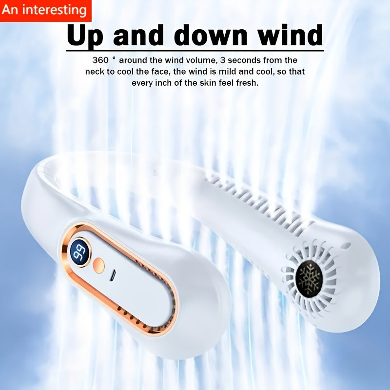 1pc Portable USB Cooler Fan With 5 Speeds And Digital Display - Super Strong Technology And Bladeless Design For Outdoor Use | zavevo