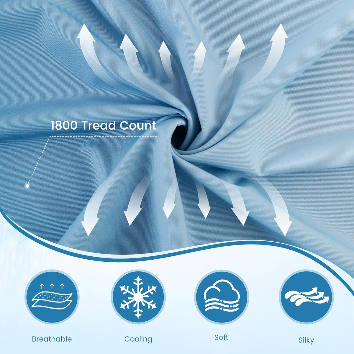 2 Pack Blue Cooling Pillowcases – Breathable, Soft, Skin & Hair Protecting | zavevo