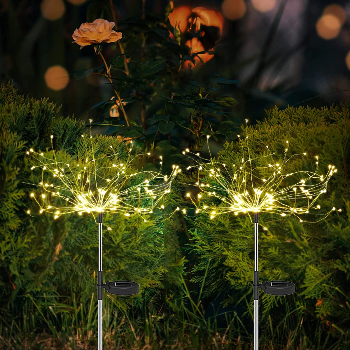 4 Pieces Solar Firework Garden Lights - Weatherproof LED Decorative Lighting, Solar Power for Garden and Patio | zavevo
