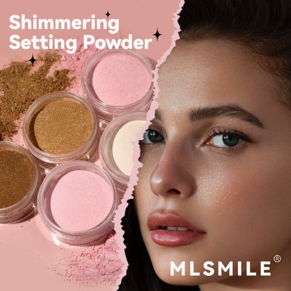Shimmer Body Highlighter Powder with Pearl Glow, Lightweight Setting Powder