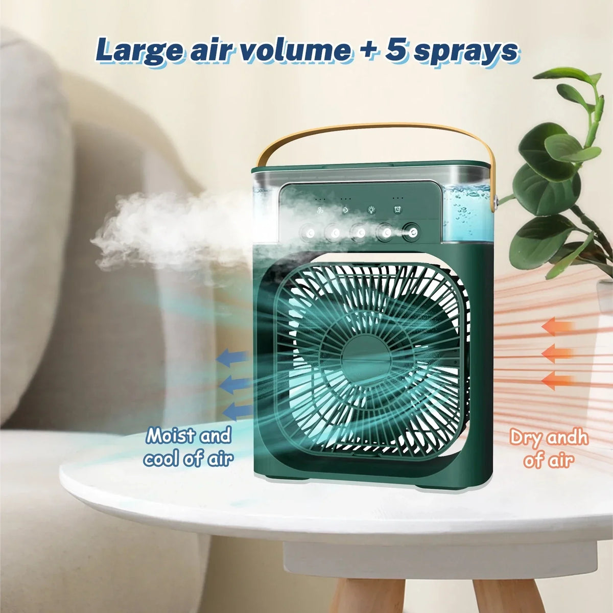 3-in-1 Portable Air Cooler with Humidifier and LED Night Lights | zavevo