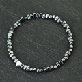 Black & Grey Beaded Bracelet for Women, Minimalist Vintage-Style Stacking Bracelet