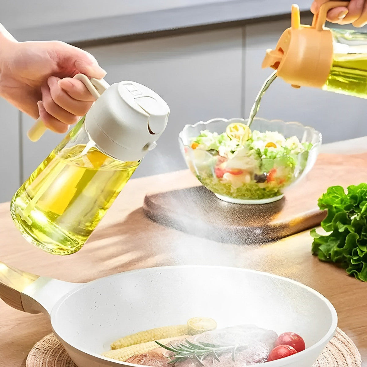 2-in-1 Olive Oil Dispenser and Sprayer for Cooking, Salad, Frying and BBQ zavevo