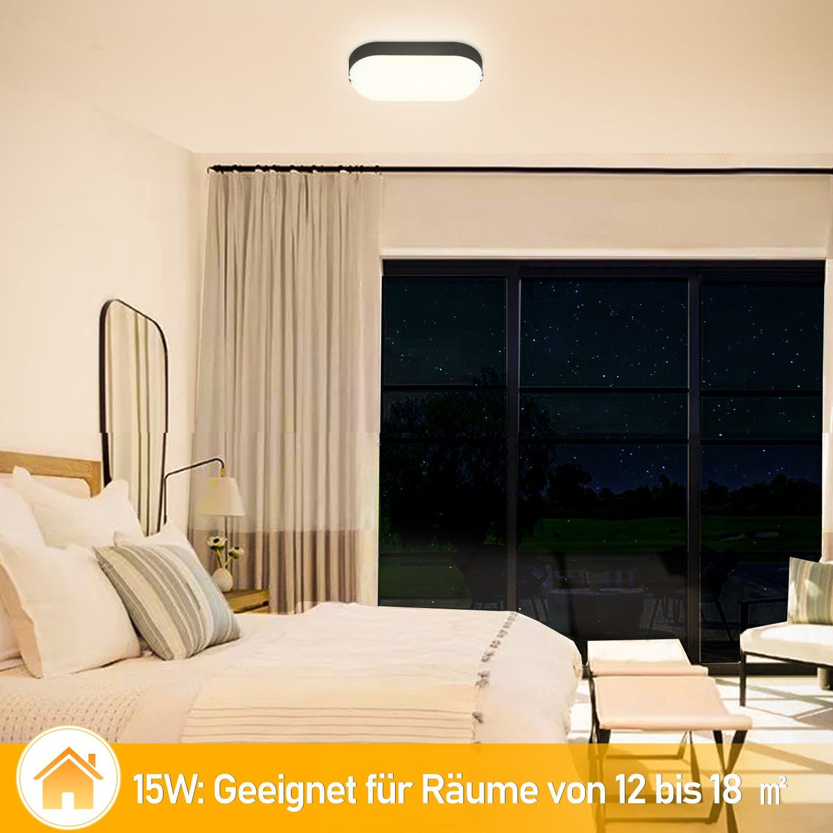 15W LED Moisture-Proof Light IP54 2 Pieces | zavevo