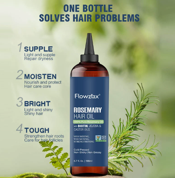 Rosemary Hair Oil with Brush Applicator, Smoothing & Conditioning