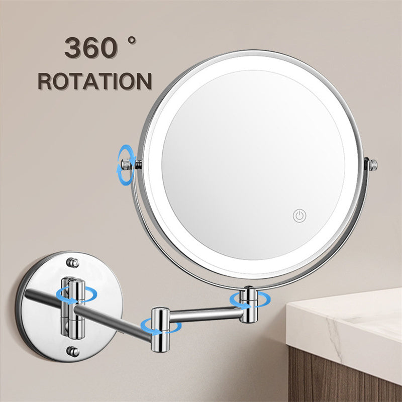 zavevo | Rechargeable wall-mounted shaving mirror | 360° rotation. 1X/10X magnification and adjustable LED lighting for use in the bathroom