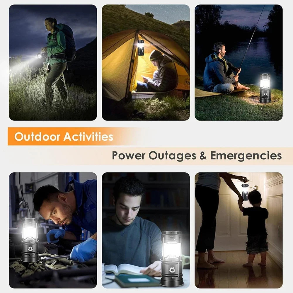 Collapsible Solar Camping Lantern – USB Rechargeable LED Hanging Light for Camping and Emergencies