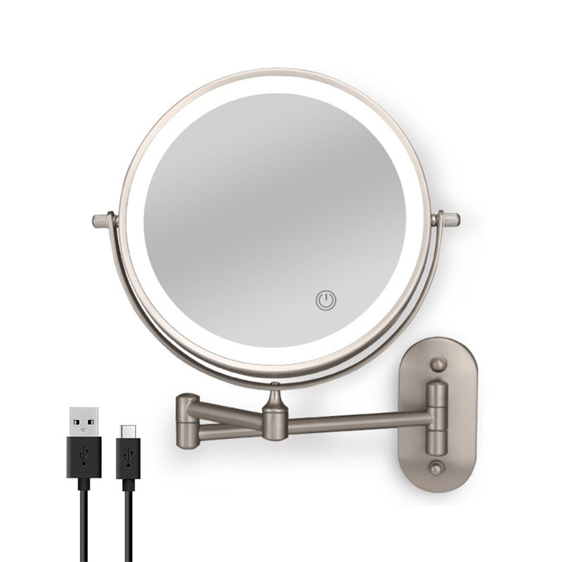 zavevo | Rechargeable wall-mounted shaving mirror | 360° rotation. 1X/10X magnification and adjustable LED lighting for use in the bathroom