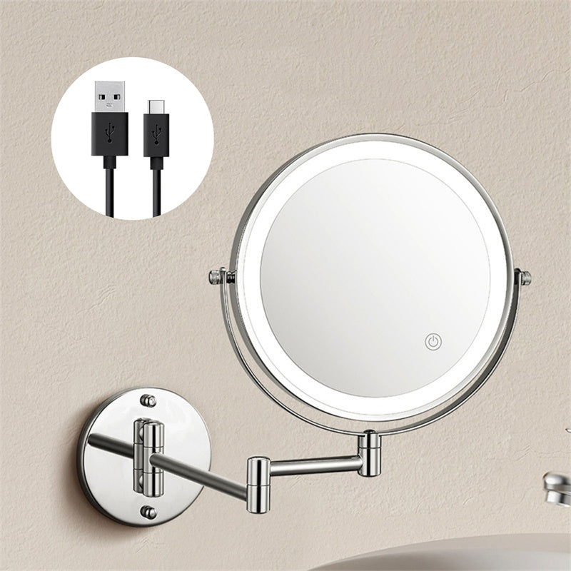 zavevo | Rechargeable wall-mounted shaving mirror | 360° rotation. 1X/10X magnification and adjustable LED lighting for use in the bathroom