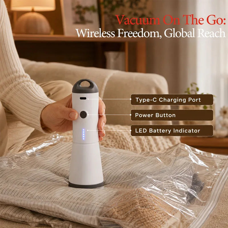 Travel Vacuum Storage Bag Set with Rechargeable Electric Pump – 15 or 18 Space-Saving Compression Bags