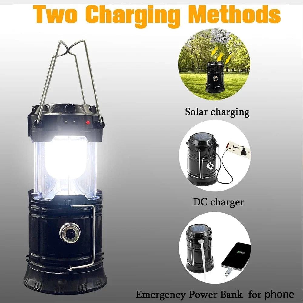 Collapsible Solar Camping Lantern – USB Rechargeable LED Hanging Light for Camping and Emergencies