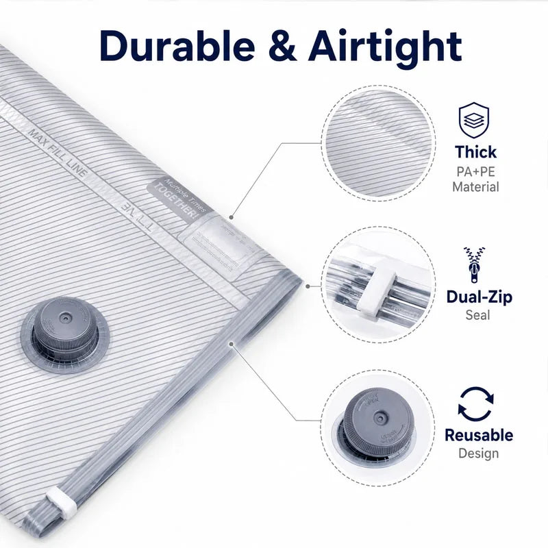 Travel Vacuum Storage Bag Set with Rechargeable Electric Pump – 15 or 18 Space-Saving Compression Bags
