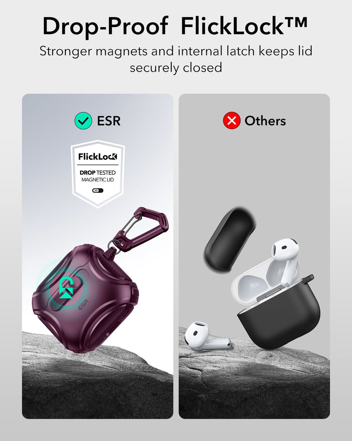 AirPods 4 Cyber FlickLock Case (HaloLock) - Burgundy