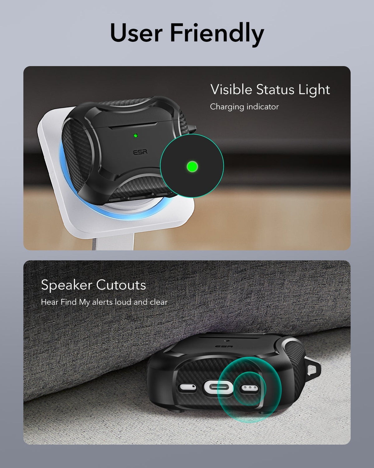15W Dashboard Wireless Car Charger and AirPods Pro 3 Cyber Tough Case Bundle-Black