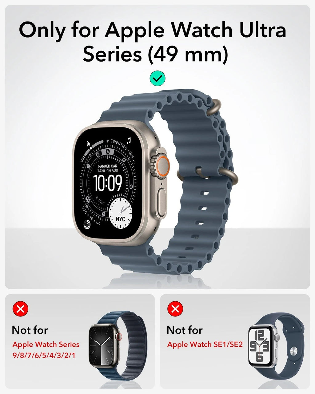 Equinox Watch Band Ultimate Bundle for Apple Watch - Navy Blue Band / Titanium Case