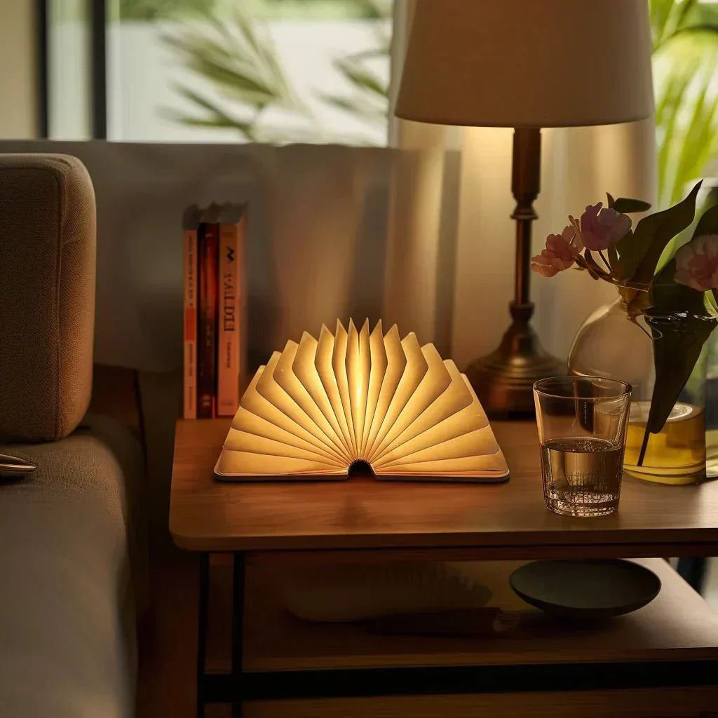 Table Lamp Folding Wood LED Book Light