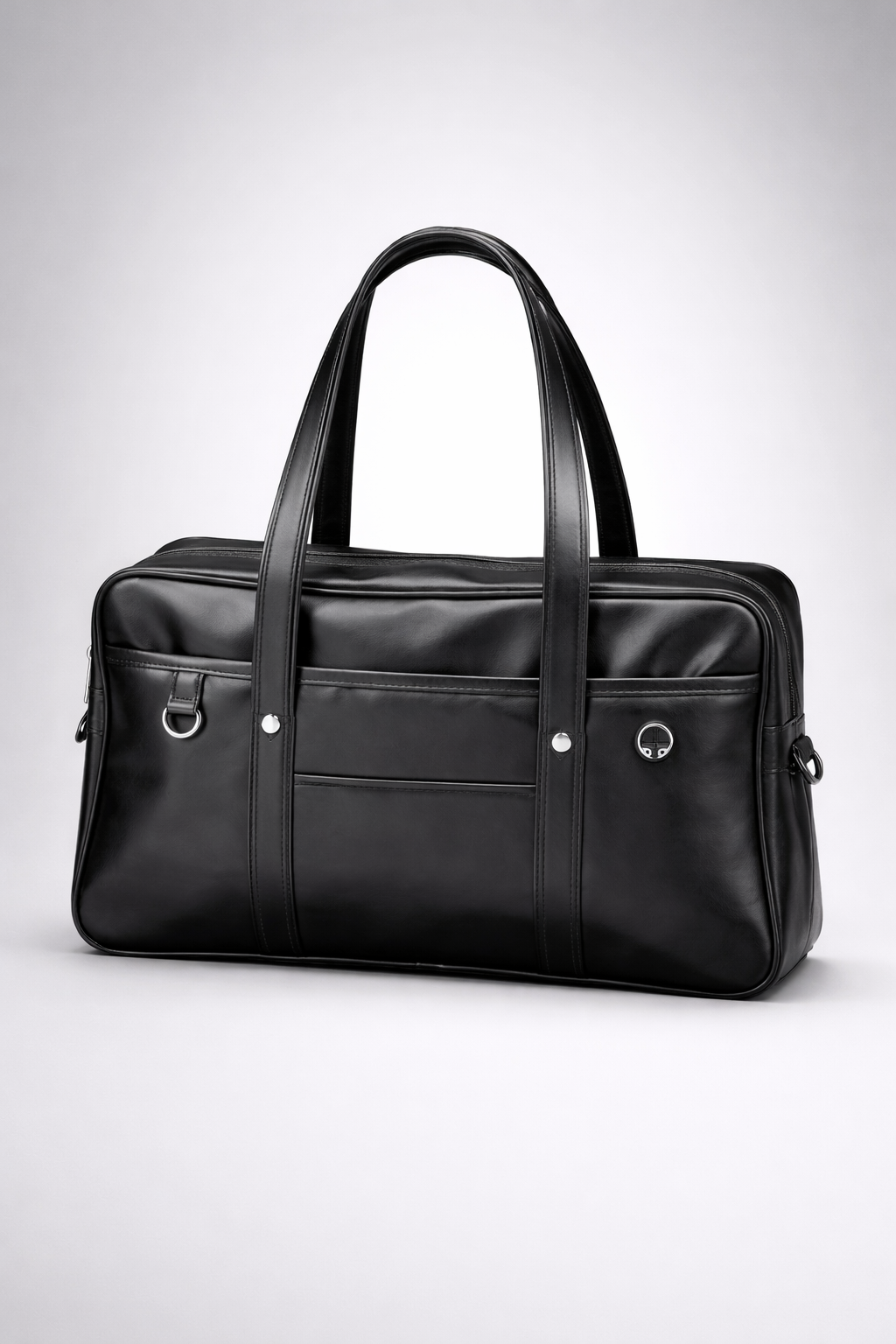 Black handbag for school in smooth vegan leather | Orvieto